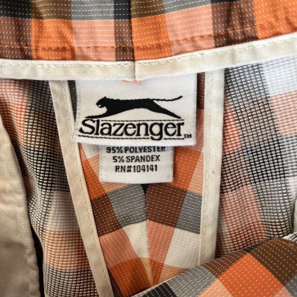 Slazenger Mens Orange Black Plaid Golf Shorts Stretch Performance Size 37 - Picture 2 of 5